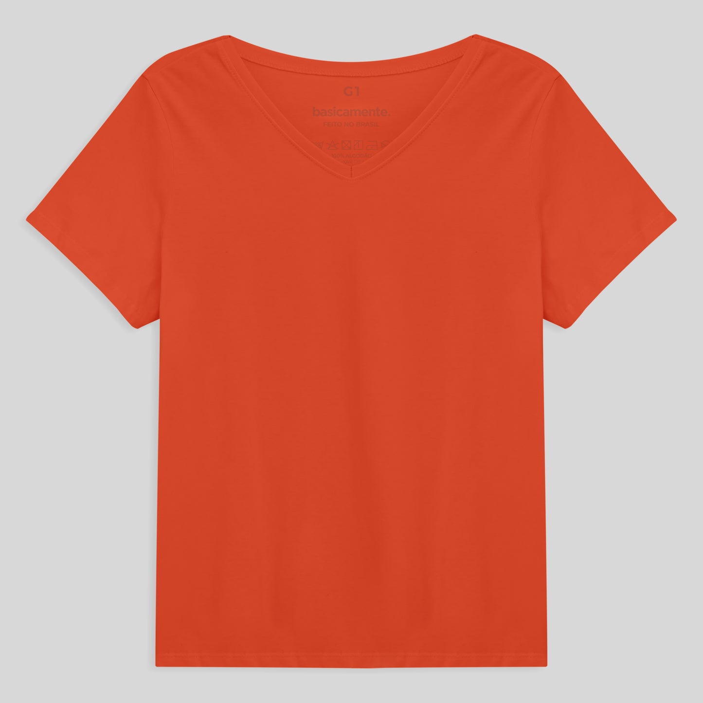 Camiseta Babylook Algodão Premium Gola V Plus Feminina - Laranja