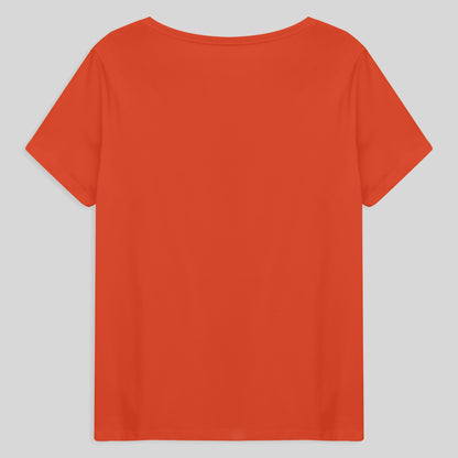 Camiseta Babylook Algodão Premium Gola V Plus Feminina - Laranja