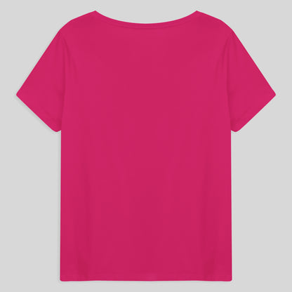 Camiseta Babylook Algodão Premium Gola V Plus Feminina - Pink