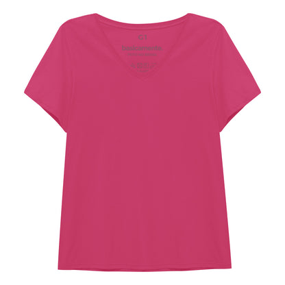 Camiseta Babylook Algodão Premium Gola V Plus Feminina - Pink