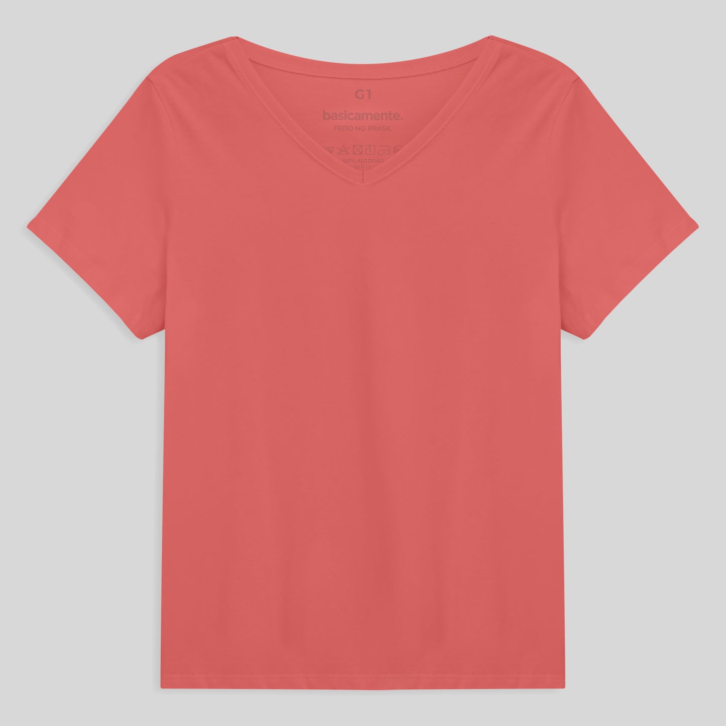 Camiseta Babylook Algodão Premium Gola V Plus Feminina - Rosa Chiclete