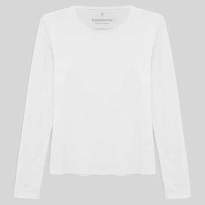 Camiseta Slim Manga Longa Feminina - Branco