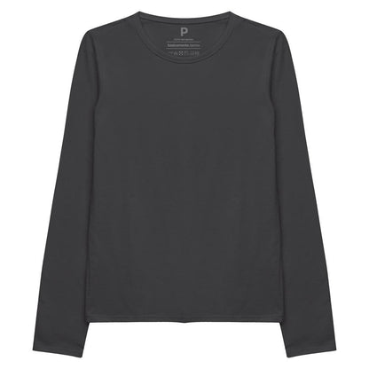 Camiseta Slim Manga Longa Feminina - Cinza Ardósia