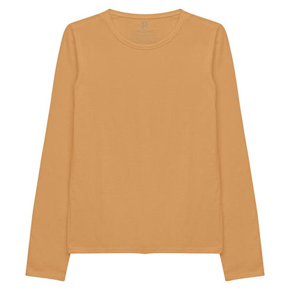 Camiseta Slim Manga Longa Feminina - Amarelo Mostarda