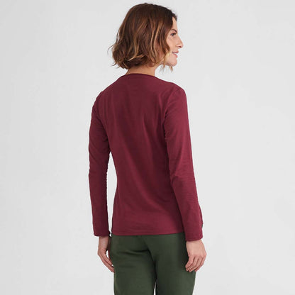 Camiseta Slim Manga Longa Feminina - Vermelho Vinho