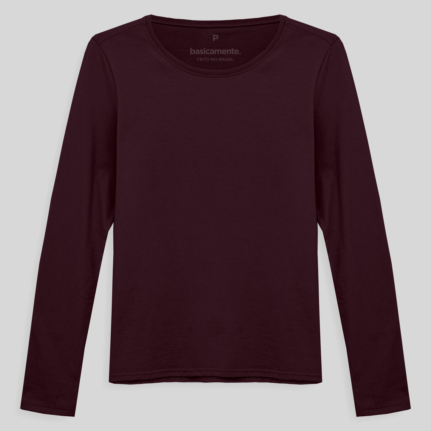 Camiseta Slim Manga Longa Feminina - Vermelho Vinho
