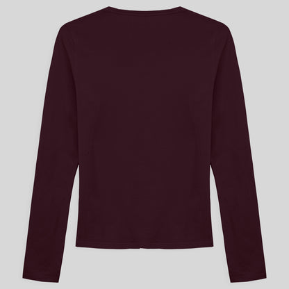 Camiseta Slim Manga Longa Feminina - Vermelho Vinho