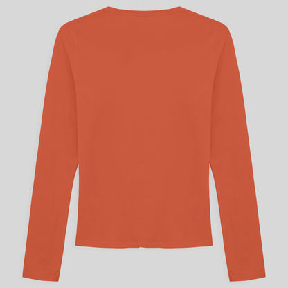 Camiseta Slim Manga Longa Feminina - Laranja Coral
