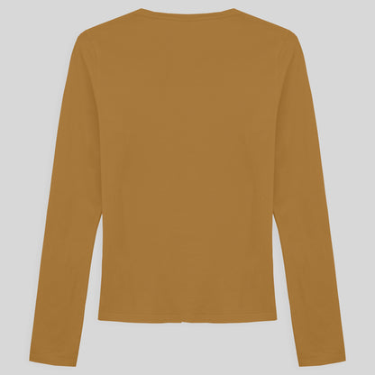 Camiseta Slim Manga Longa Feminina - Ocre