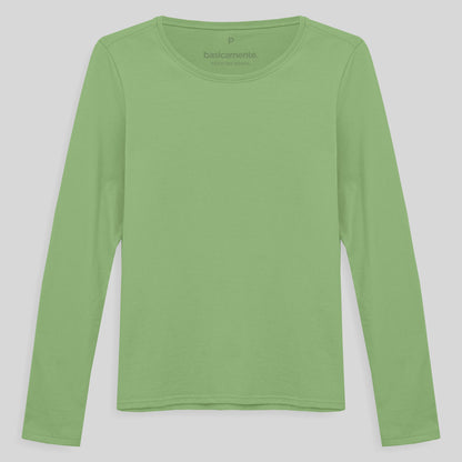 Camiseta Slim Manga Longa Feminina - Verde Jade