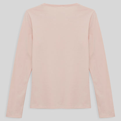Camiseta Slim Manga Longa Feminina - Rosa Pastel