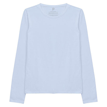 Camiseta Slim Manga Longa Feminina - Azul Capri