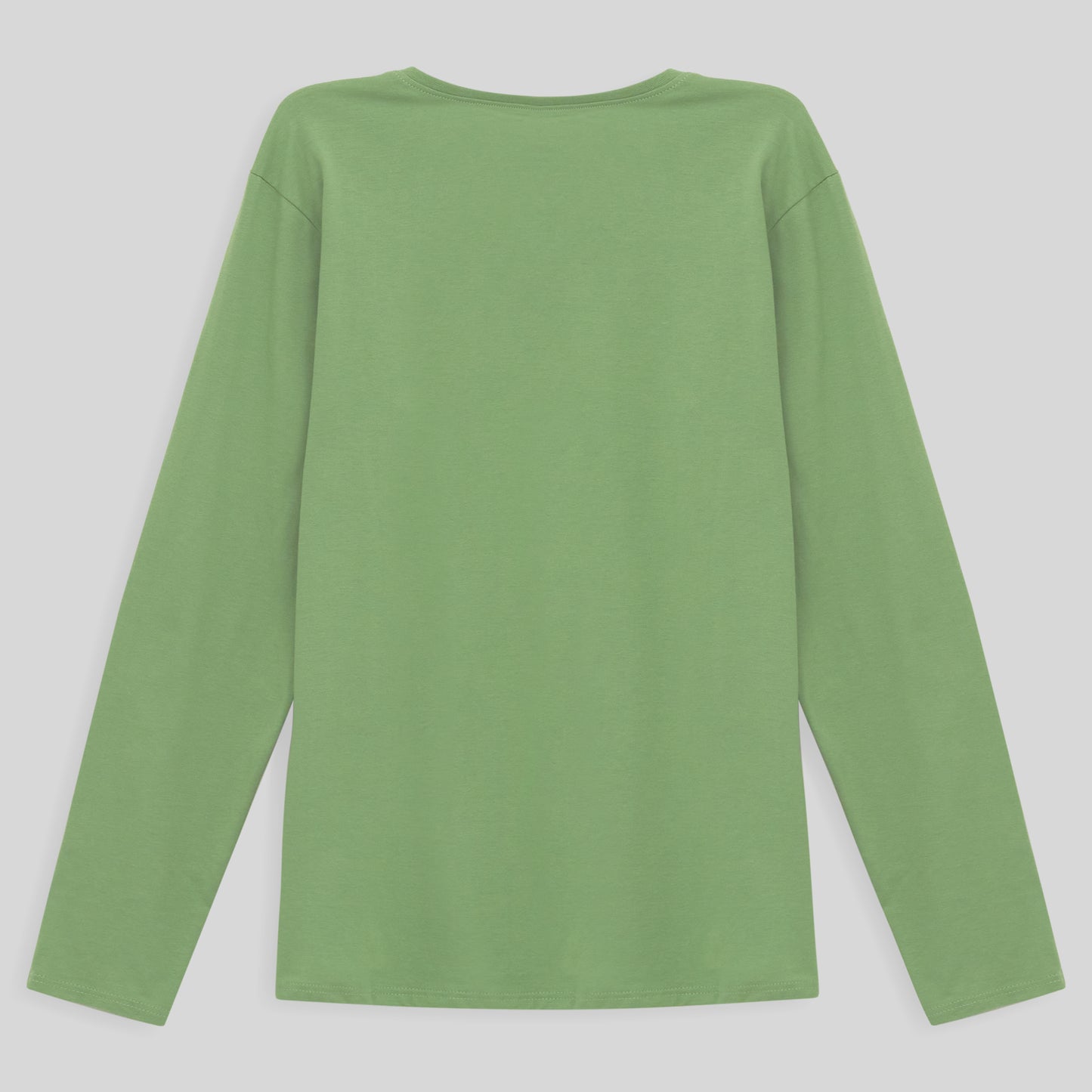 Camiseta Slim Gola V Manga Longa Plus Feminina - Verde Jade