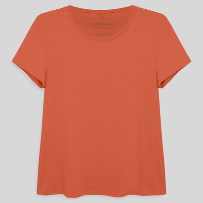 Camiseta Básica Feminina - Laranja Coral