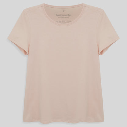Camiseta Básica Feminina - Rosa Pastel