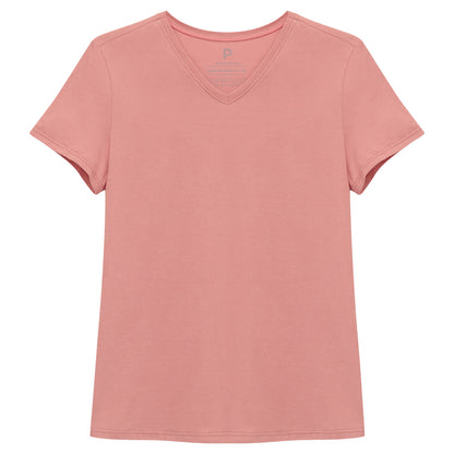 Camiseta Básica Gola V Feminina - Rose