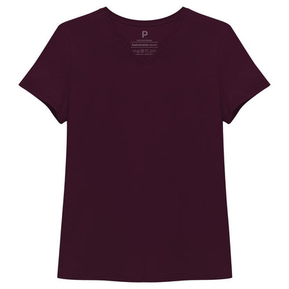 Camiseta Básica Gola V Feminina - Wine