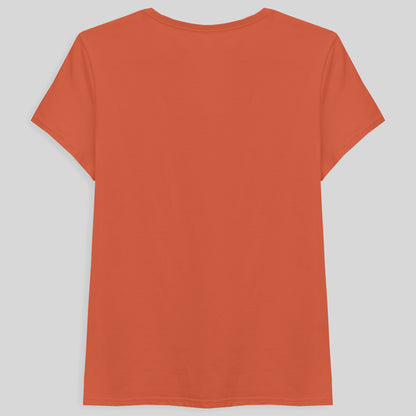 Camiseta Básica Gola V Feminina - Laranja Coral
