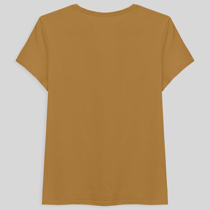 Camiseta Básica Gola V Feminina - Ocre