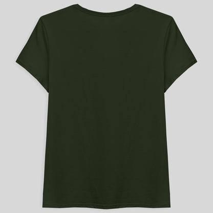 Camiseta Básica Gola V Feminina - Verde Selva