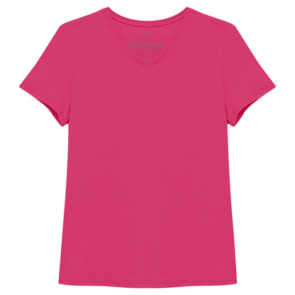 Camiseta Básica Gola V Feminina - Pink
