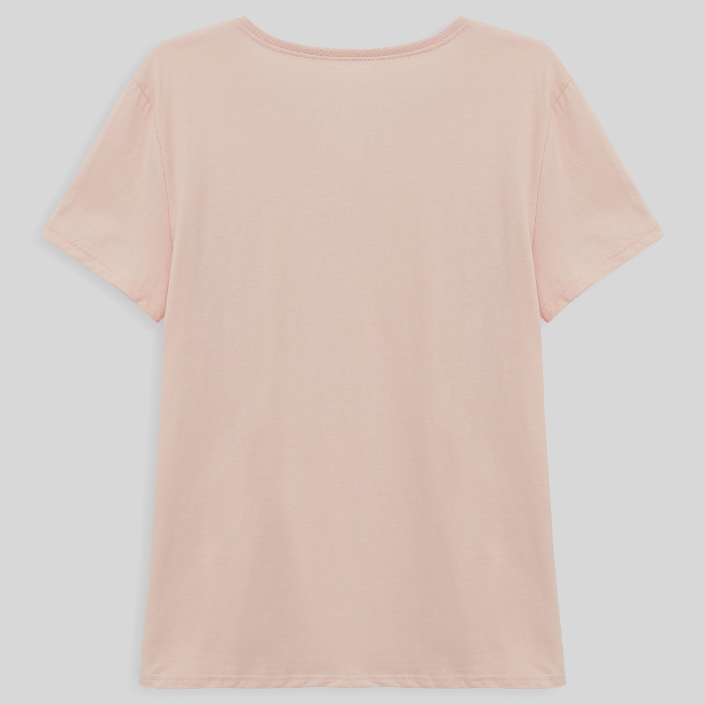 Camiseta Básica Gola V Feminina - Rosa Pastel