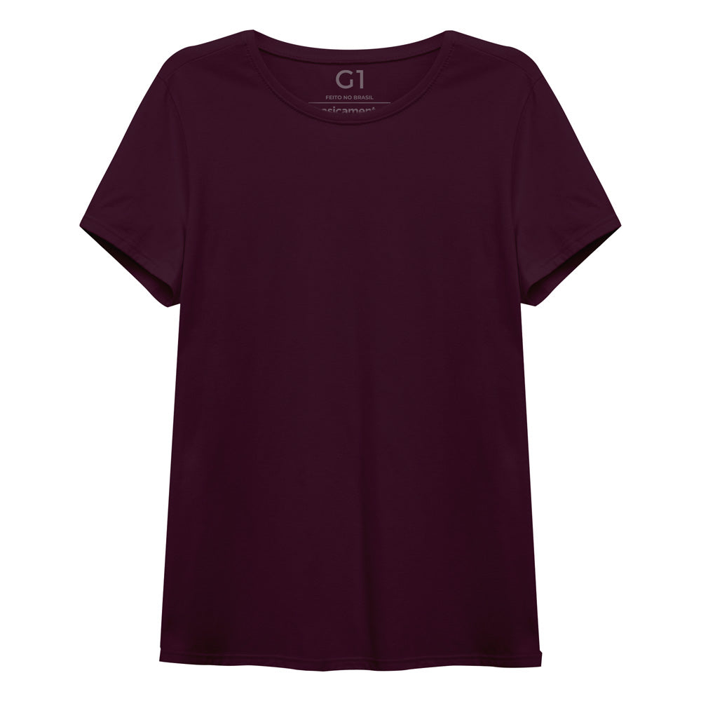 Camiseta Básica Plus Feminina - Wine