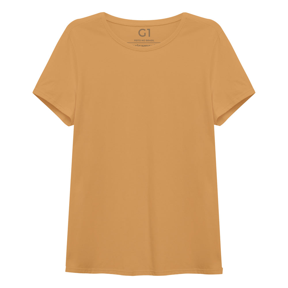 Camiseta Básica Plus Feminina - Amarelo Mostarda