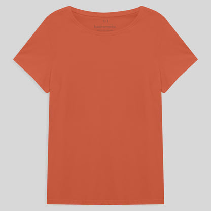 Camiseta Básica Plus Feminina - Laranja Coral