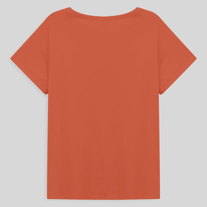 Camiseta Básica Plus Feminina - Laranja Coral