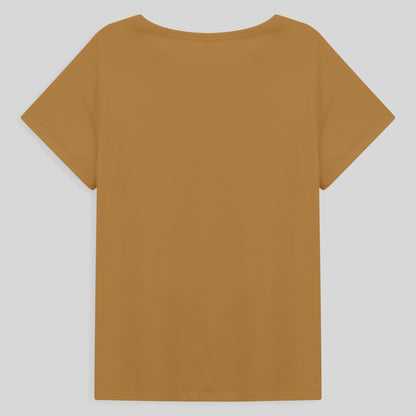 Camiseta Básica Plus Feminina - Ocre