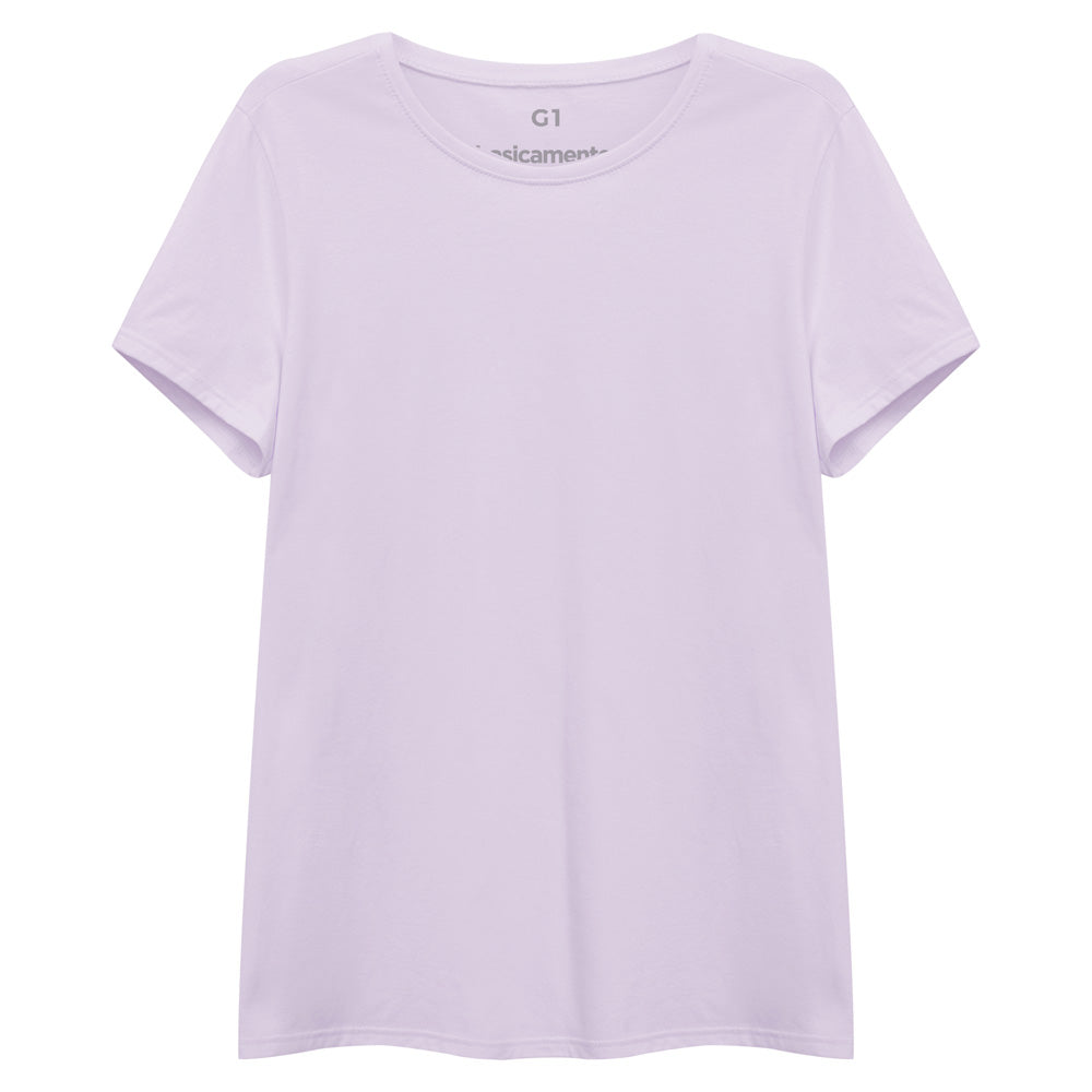Camiseta Básica Plus Feminina - Lilás Lavanda