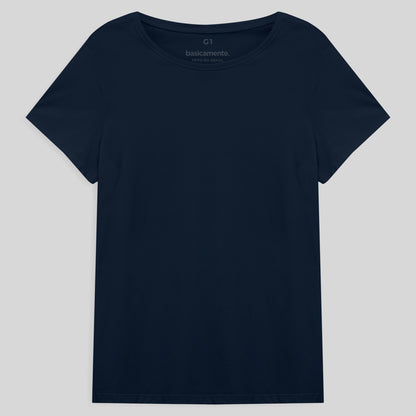 Camiseta Básica Plus Feminina - Azul Marinho