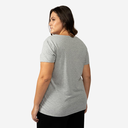 Camiseta Básica Plus Feminina - Mescla Claro