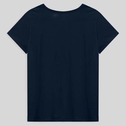 Camiseta Básica Gola V Plus Feminina - Azul Marinho