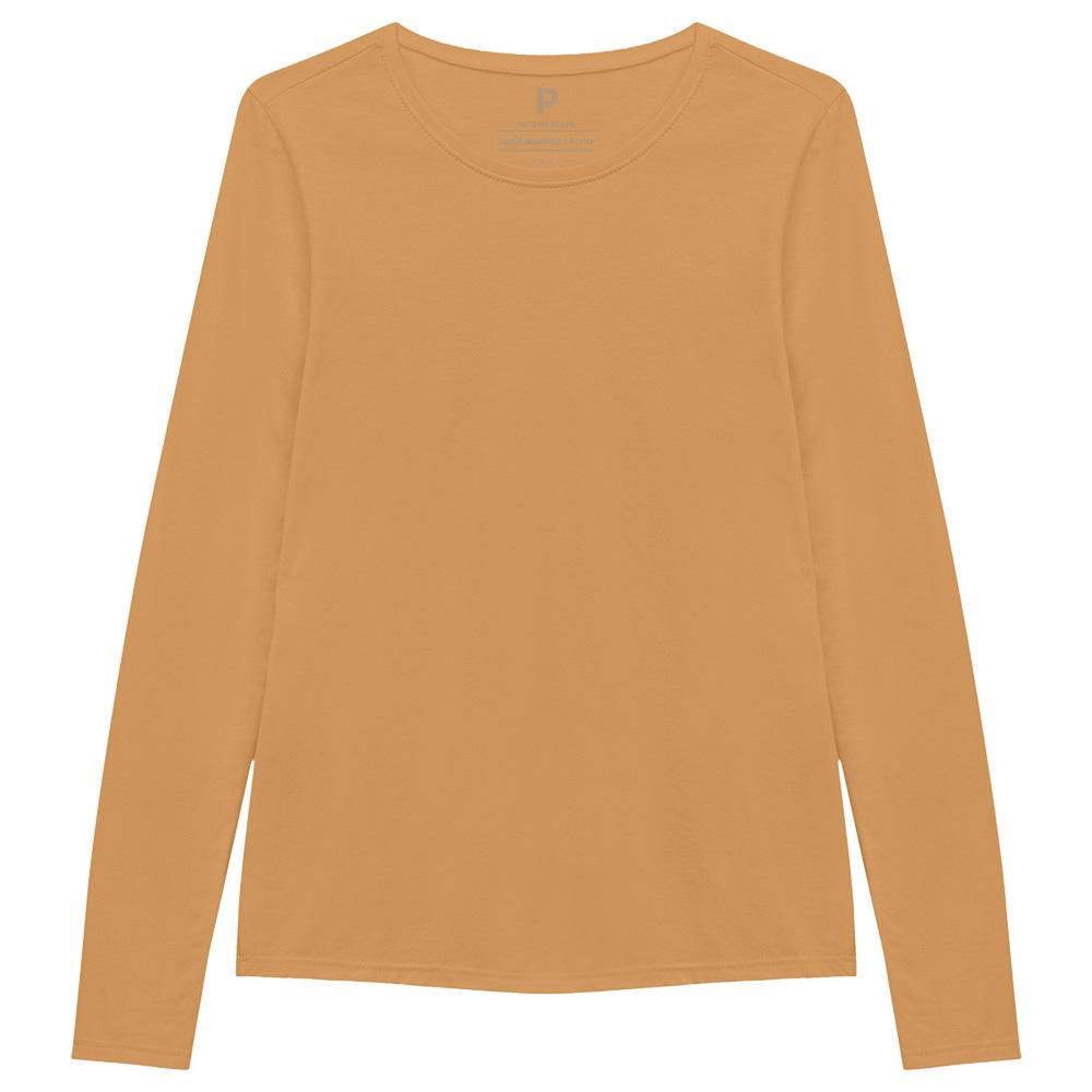 Camiseta Básica Manga Longa Feminina - Amarelo Mostarda