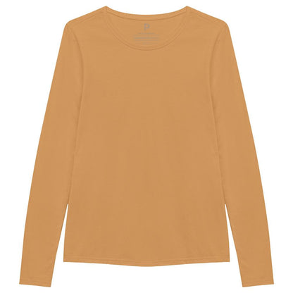 Camiseta Básica Manga Longa Feminina - Amarelo Mostarda