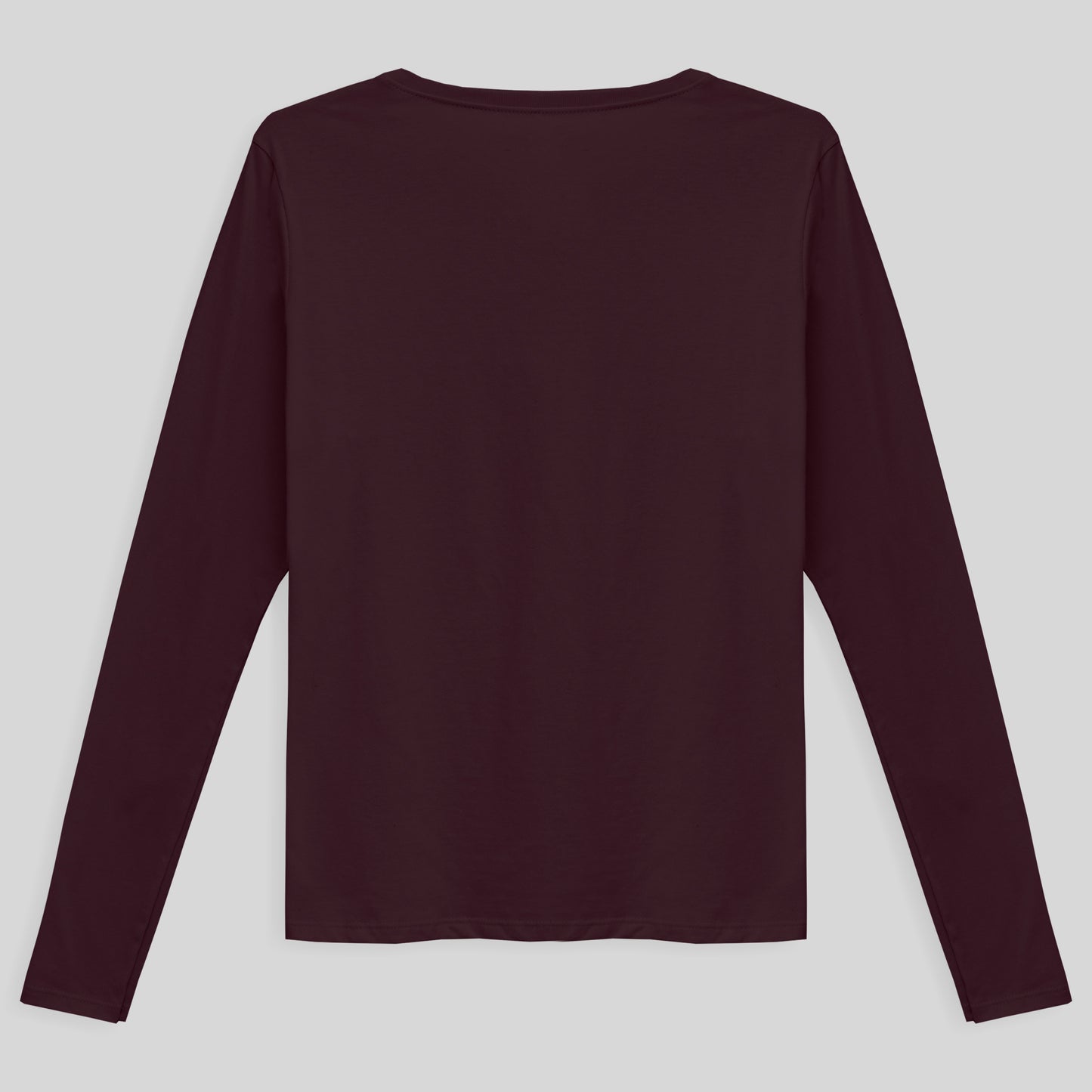 Camiseta Básica Manga Longa Gola V Feminina - Vermelho Vinho