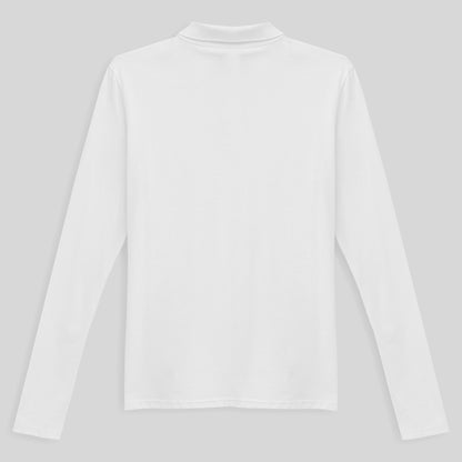 Camisa Polo Manga Longa Feminina - Branco