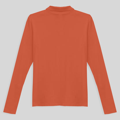 Camisa Polo Manga Longa Feminina - Laranja Coral