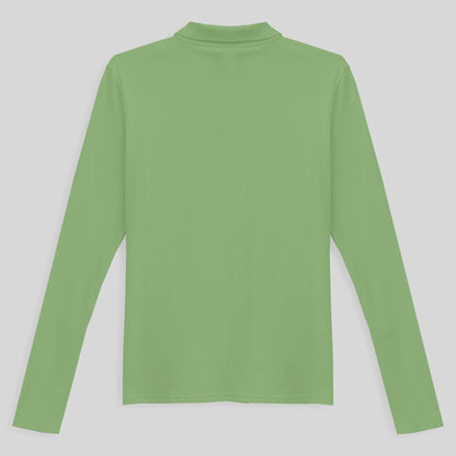 Camisa Polo Manga Longa Feminina - Verde Jade