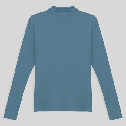 Camisa Polo Manga Longa Feminina - Azul Celeste