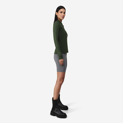 Camisa Polo Manga Longa Feminina - Verde Selva