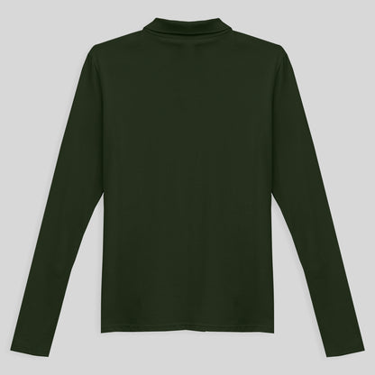 Camisa Polo Manga Longa Feminina - Verde Selva