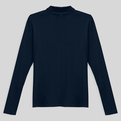 Camisa Polo Manga Longa Feminina - Azul Marinho
