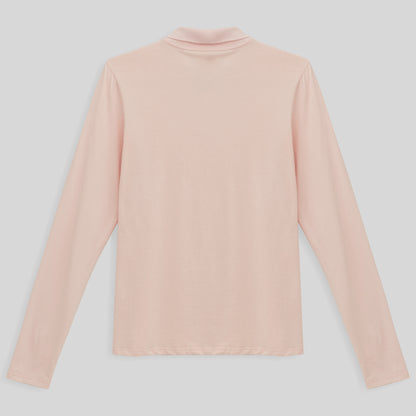 Camisa Polo Manga Longa Feminina - Rosa Pastel
