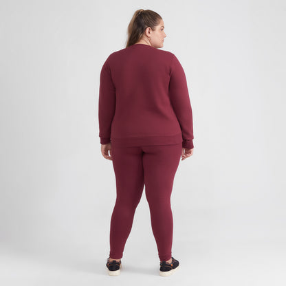 Blusão Moletom Flanelado Plus Feminino - Vermelho Vinho