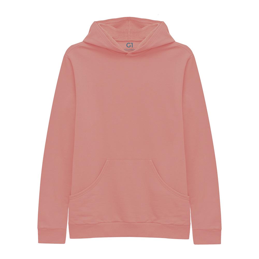 Blusão Moletom Flanelado Capuz Plus Feminino - Rose
