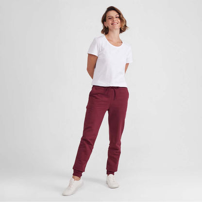 Calça Jogger Moletom Flanelado Feminina - Vermelho Vinho