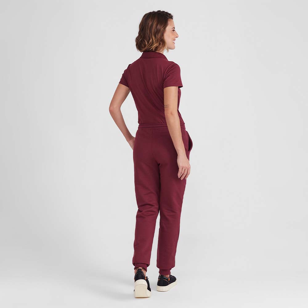 Calça Jogger Moletom Flanelado Feminina - Vermelho Vinho
